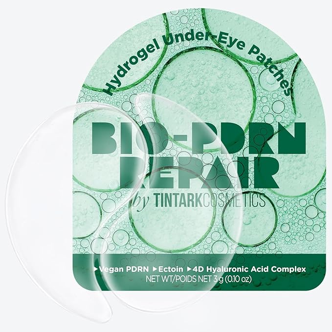 Tintark Bio-PDRN Repair Hydrogel Eye Patches (28 Pairs) - Vegan PDRN (Sodium DNA), Ectoin & 4D Hyaluronic Acid Eye Mask for Rapid Skin Cell Renewal & Repair, Travel & Self Care Essentials