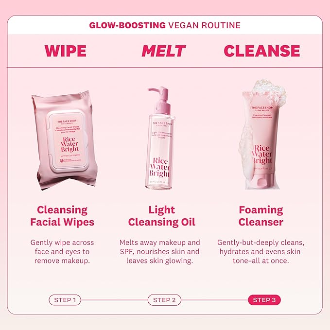 The Face Shop Rice Water Bright Foaming Facial Cleanser with Ceramide, Gentle Face Wash for Hydrating & Moisturizing, Vegan Face Cleanser, Makeup Remover, Korean Skin Care for All Skin Types, 300ml