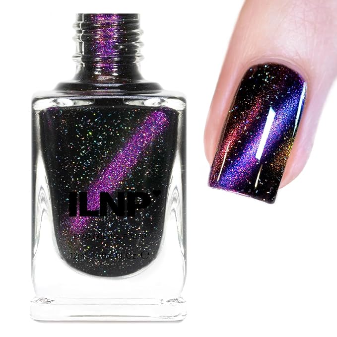 ILNP High Roller - Black-Based Purple Magnetic Holographic Nail Polish
