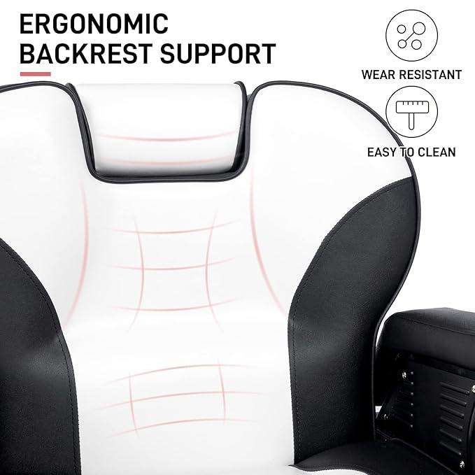 OmySalon All Purpose Hydraulic Barber Chair Recline 360 Degree Swivel Height Adjustable Heavy Duty Hairdresser Chair Beauty Salon Spa Tattoo Styling Barbershop Equipment Black & White