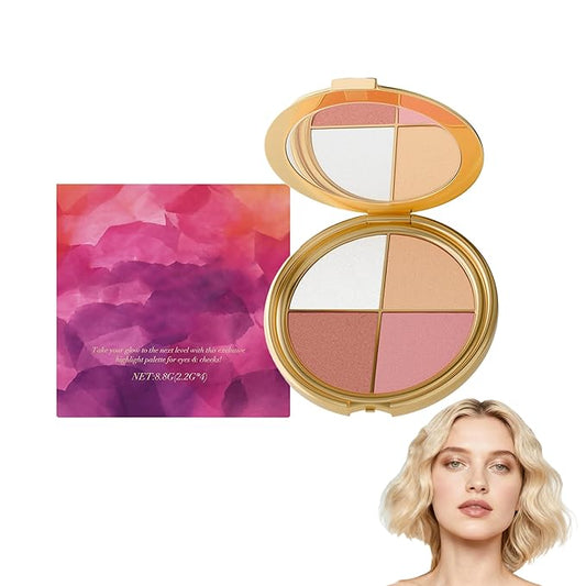 Eye & Cheek Palette，Glow Wardrobe Palette，Highlighting Eye & Cheek Palette，Eyeshadow and Highlighter Makeup，Makeup Palettes Contour Kit，Rich Glow Shades for Eyeshadow & Cheek Highlight