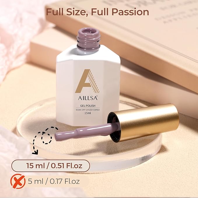 AILLSA Gel Nail Polish Dusty Mauve Jelly Polish Gray Purple Neutral Nude Polish Dark Lavender Nude Natural Color Fall Winter Soak Off U V Gel for Nail Salon at Home 0.51 Fl Oz/GC02
