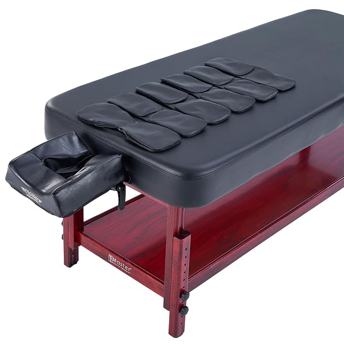 Master Massage 30”AirMaster-II with Airwave Full Body Stretching Portable Massage Table with Airbags 3D Lumbar Traction for Professional & Home Use Chiropractic Table (Black with Mahogany color frame)