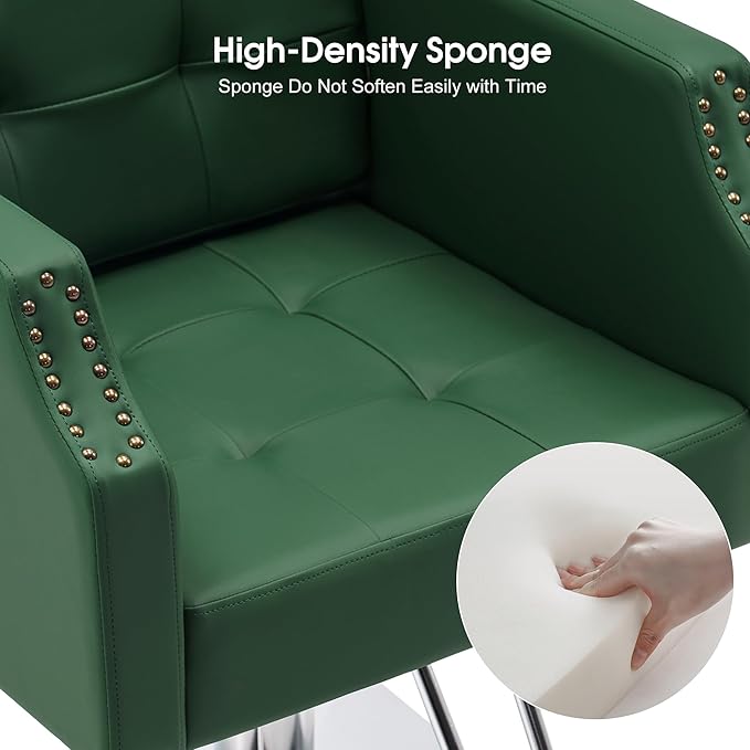 BarberPub Classic Salon Chair for Hair Stylist,Hydraulic Barber Styling Chair,Beauty Salon Spa Equipment 8818 (Green)