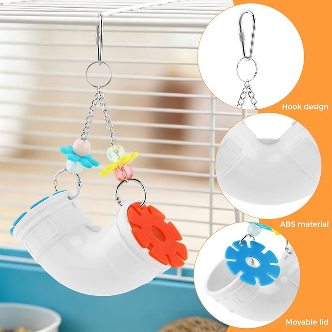 2-Pack Rat Enrichment Toys,Interactive Slow Feeder Puzzle Toys Set for Mice and Parakeets,Hanging Foraging Feeders with 2 Styles, Wide Opening for Various Treats