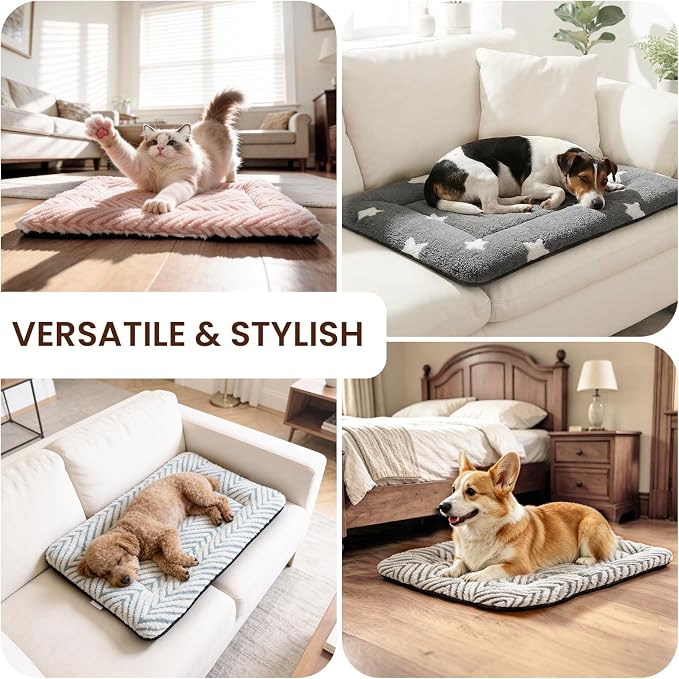 Mora Pets Dog Crate Pad Washable Cat Dog Bed for Crate Flat Pet Kennel Mat | Soft Dog Cat Bed Mat, Puppy Crate Pad for Dog Cages Cozy Sleeping Liner, Cute Pet Pillow Cushion Anti Slip Small Pink 24 x 18
