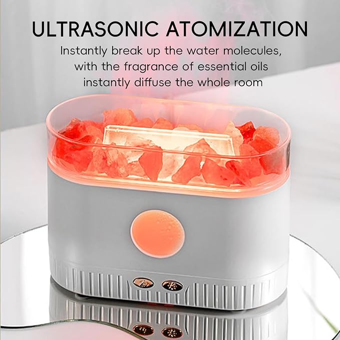 YALEDI Aromatherapy Essential Oil Diffuser, 3-in-1 Himalayan Salt Lamp Diffuser with 7 Color Lights, 200ml Ultrasonic Cool Mist Humidifier for Home Bedroom Yoga, Himalayan Pink Salt Therapy (Black)