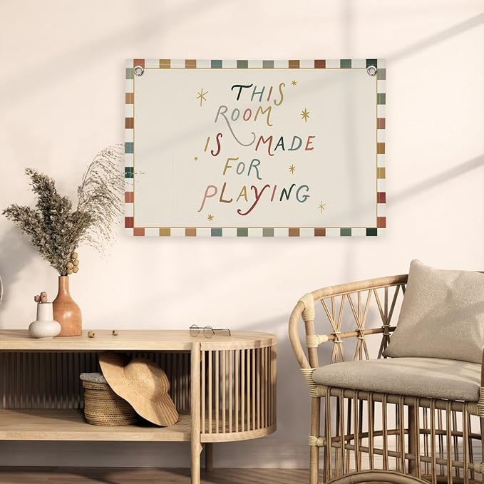XYDEG Playroom Decor Canvas Banner, Boho Nursery This Room Is Made for Playing Flag Wall Decor, Playroom Wall Hanging Flag Decorations for Kids Boy Girl Nursery Toddler Room Bedroom, 30x20 Inch