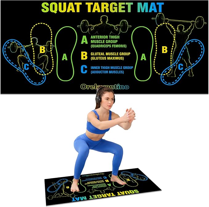 Squat Mat with Foot Position,Non-Slip Workout Mat for Squats & Leg Exercises, Improves Muscle Activation & Knee Support, Home Gym Fitness Mat,30 * 13.8"inch Squat Pad