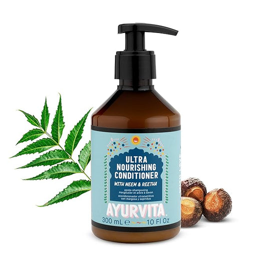 Nourishing Conditioner for Women & Men - Neem & Reetha Natural Ayurvedic Herbal Care - Repairs & Nourishes All Hair & Scalp Types - Daily Conditioning - Anti-Frizz - Adds Shine - 10 fl oz