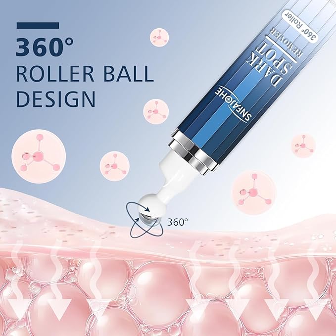 Dark Spot Remover for Face and Body - Dark Spot Advanced Corrector Serum for Melasma, Age Spots, Freckles & Sun Spots with 360° Roller for All Skin Types 0.67floz