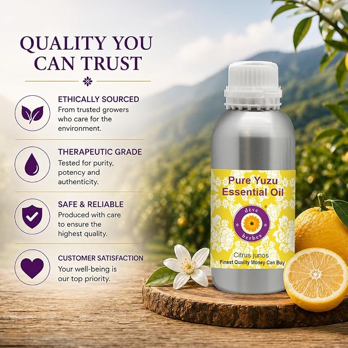 Deve Herbes Pure Yuzu Oil (Citrus junos) Cold Pressed 300ml (10 oz)