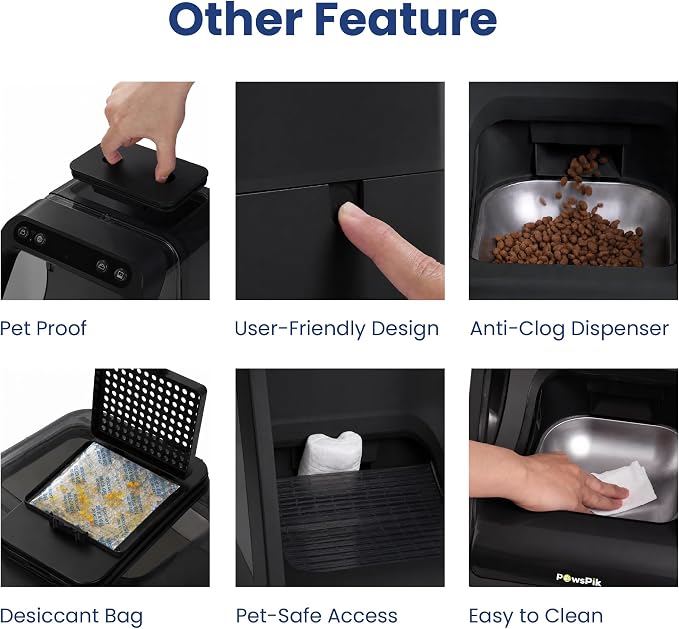 Automatic Microchip RFID Cat Feeder, 16-Cup, Black | ISO Microchip & PawsPik RFID Tag Compatible, App Control, Portion Control, Personalize Feeding