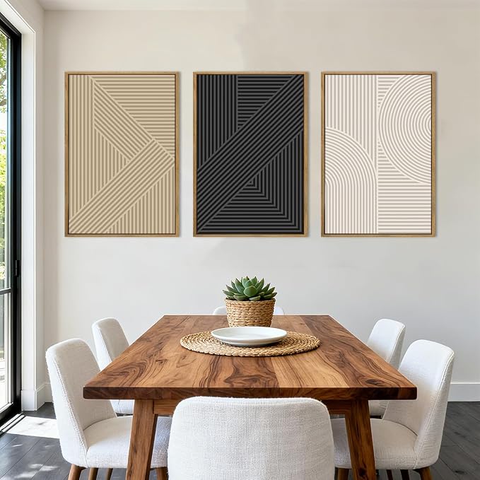 BINCUE Neutral Abstract Wall Art Decor Mid Century Modern Wall Paintings Boho Artwork for Living Room Bedroom Bathroom 16x24 Inch Set of 3