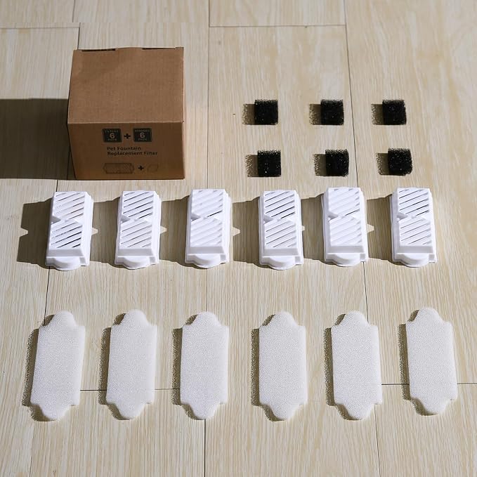 (18 Pack)6 Sets Ceramic Cat Water Fountain Replacement Filters, Pet Fountain Replacement Filters for 2.2L/74OZ