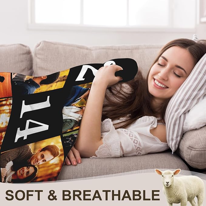 Yofair Ships Next Day, Custom Blanket with Picture Wedding Anniversary Valentines Day Gifts for Him Her Personalized Photo Blankets I Love You Couple Gift for Women Boyfriend Girlfriend Wife Husband
