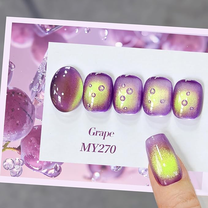BORN PRETTY Cat Magnetic Eye Gel Nail Polish, Magenta Yellow Cat Glitter Cat Magnetic Gel Nail Polish Honey Trap Magnetic Nail Polish for Nail Art Manicure Salon DIY at Home 15ML