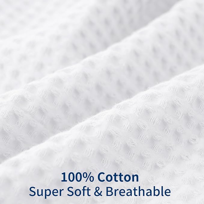 100% Egyptian Cotton 600 TC Waffle Weave Throw Pillow Covers 4 Pack | Ultra Soft Breathable Euro Pillow Shams Covers, Decorative Cushion Covers for Bed Couch Sofa Car, White, 26" x 26"