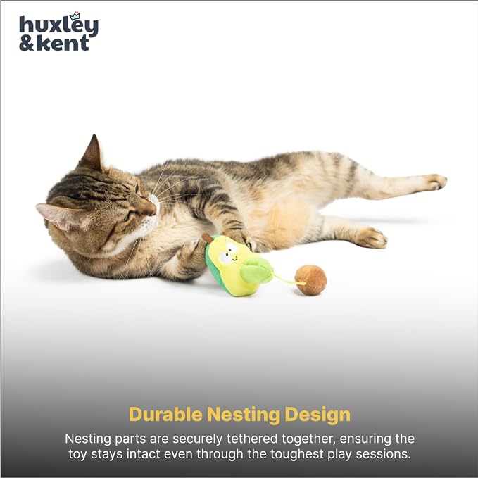Huxley & Kent Plush Crinkle Catnip Cat Toy, Avocado, Small