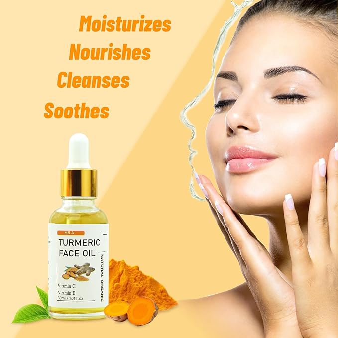 MR.A 2Pcs Turmeric Soap Bar and Turmeric Oil Set for Face & Body, Nautral Ingredients with Vitamin C to Cleanses, Soothing, Hydrating Skin, Turmeric Skin Care Set for All Skin Type