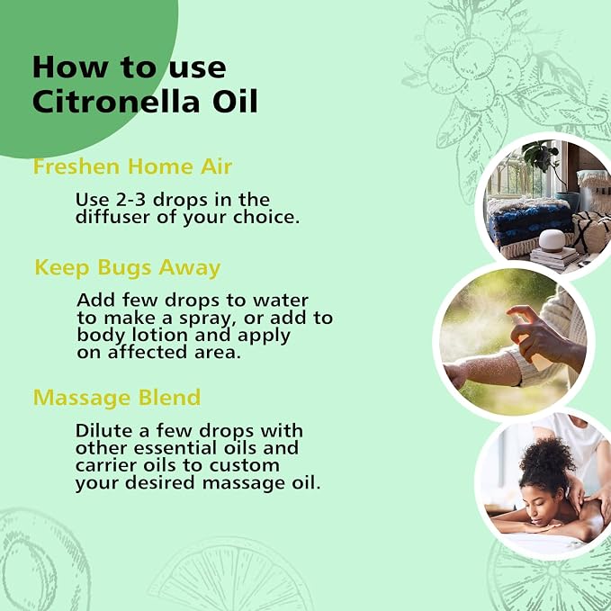 GM Gumili Citronella Essental Oil for Diffuser Aromatherapy - 1 Oz/30ml