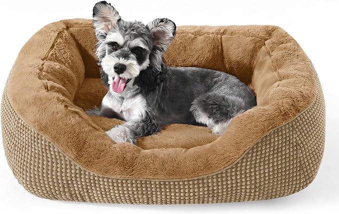 Small Dog Bed Washable Orthopedic Calming Warming Durable Pet Bed with Anti-Slip Bottom