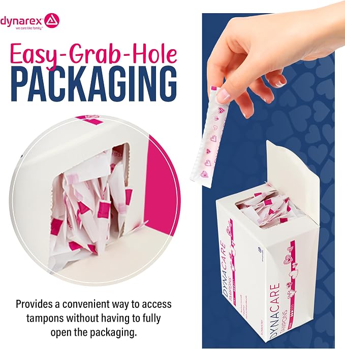Dynarex Super Tampons – Bulk Feminine Hygiene Product with Plastic Applicator – 7 Hour Protection – 9 Boxes, 225 Total Tampons