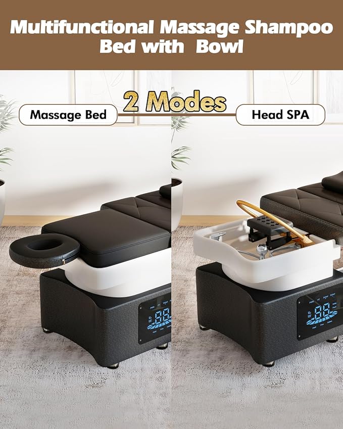 Artist hand Head Spa Bed, Hair Washing, Shampoo Massage Bed with Water Cycle Salon Equipment for Beauty Head Spa, Constant Temperature System (Silver)