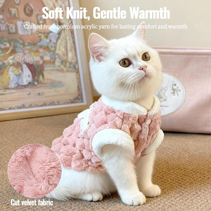Dog Sweater for Small Dogs Puppy Cats Winter Warm Soft Pet Clothes Pullover Cute Extra Small Dog Apparel, Cat Sweaters for Cats Only Fit Chihuahua Yorkie(Pink, XL)