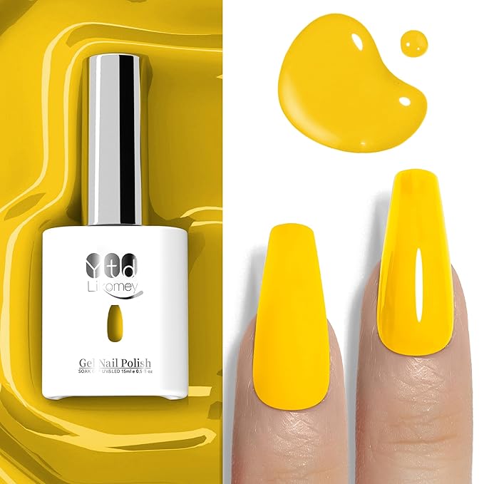 YTD Likomey Apricot Leaf Yellow Gel Nail Polish,15ml Salon Home DIY Manicure and Pedicure Fall Winter UV Color Varnish,HEMA Free TPO Free,CS465