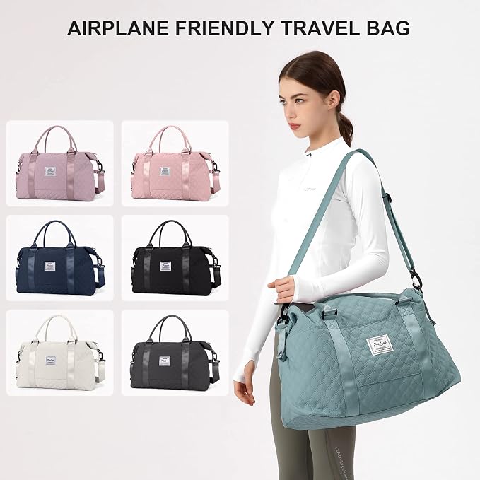 Travel Duffel Bag, Carry On Overnight Weekender Bags for Women | Travel Bag with Wet Pocket & Trolley Sleeve, For Spirit Airlines 18x14x8 Personal Item Bag