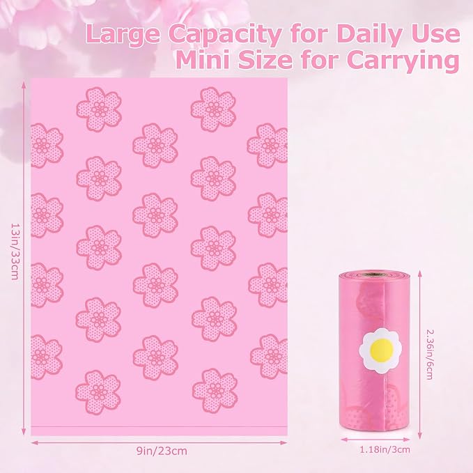 180 PCS Sanitary Napkin Disposal Bags Cherry Blossom Scented, Pink Disposable Sanitary Bag Personal Care Disposal for Tampons Trash Bag, Disposable Mini Bags for Women Privacy Handling Bag Diaper Sack