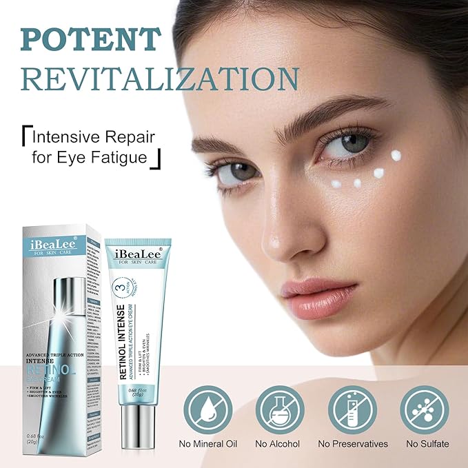 Temporary Tightener Eye Cream-Instantly Reduces Under- Bags, Dark Circles & Wrinkles, Anti-Aging with Retinol & Hyaluronic Acid, Under Eye Creams Suit Women Men Firm Smooth firming Non-Greasy-ABCNBA