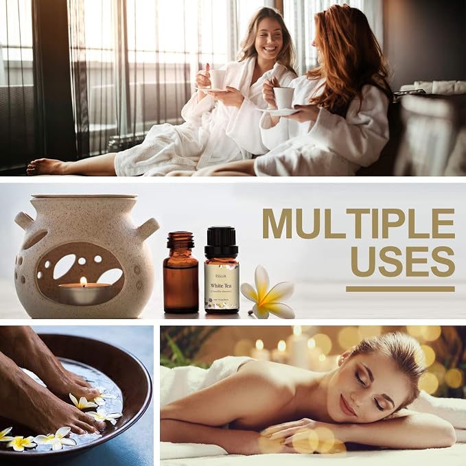 White Tea Essential Oil, ESSLUX Aromatherapy Essential Oils for Diffuser, Massage, Soap, Candle Making, Home Fragrance, 30 ml