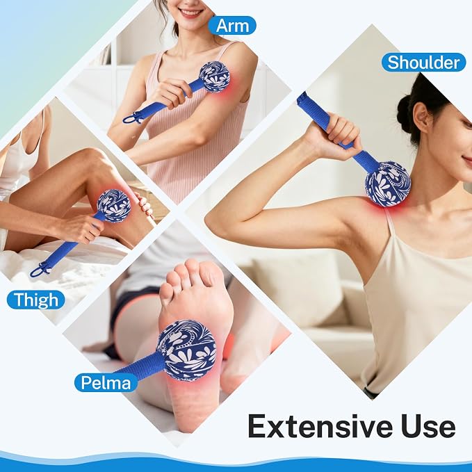 lefeke Manual Massage Hammer, Mugwort Massage Hammer, Handheld Body Percussion Tool for Back Neck Shoulder Leg Muscle Relief 26cm-Blue