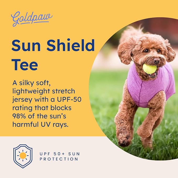Goldpaw Dog Sun Shirt with UV Protection - Lightweight, Cooling Sun Protection Clothing for Medium Dogs - Reduce Heat Absorption - Pet Clothes Made in the USA - Machine Washable - Ocean Blue - Size 18