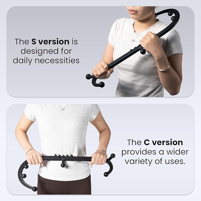 LiBa Trigger Point Massage Tool, Detachable Back Neck Shoulder Massager for Pain Relief, Manual Therapy Massage Cane Hook Stick with Massager Ball, Gift for Athlete, Desk worker, Chronic Pain Sufferer