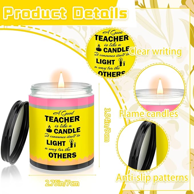 2 Pcs Teacher Appreciation Gifts Teacher Candle Pencil Designed Candles for Teacher Appreciation Week Graduation Party Favors Birthday Gifts for Women Teacher