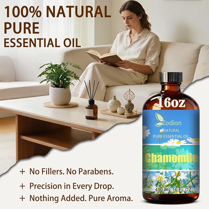Chamomile Essential Oil - Chamomile Oil for Diffuser, 16 Fl Oz(480ml) | Candle Making, Soap Making, aroma, Strong Scent, Pure, Natural, Home Fragrance, Massage, Large Bottle