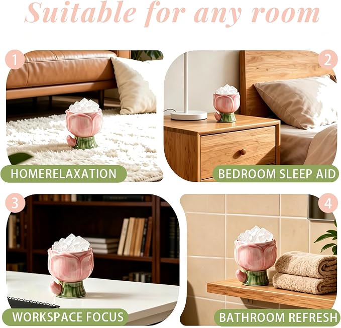 Tulip Crystal Stone Aroma Diffuser,Aromatherapy Diffuser for Home, Bathroom, Office, Home Decor,Perfect for Meditation Reflection Bedroom Decoration (The Scent of Little Freesia)