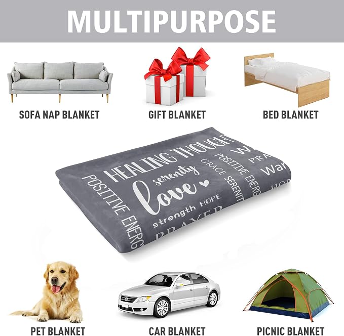 Warm Hugs Healing Blanket, Get Well Gifts for Women Men | Cancer Care, Chemo, After Surgery, Get Well Soon, Thinking of You Gifts, Soft Throw Blanket 50" x 60"