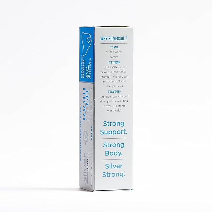 Silver Biotics Tooth Gel | SilverSol Ag₄O₄ 22 ppm Nano-Silver Infused Gel for All Natural Gum & Teeth Protection | Glacial Mint | 4 oz