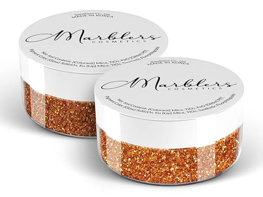 MARBLERS Twinkle Face & Body Glitter Duo [Copper & Holo Burnt Orange] 0.36oz (10g) | Non-Toxic | Cruelty-Free | Eyeshadow, Nail Polish, Nail Art | Festival, Rave & Party Makeup | Nail Art | Gel Nail