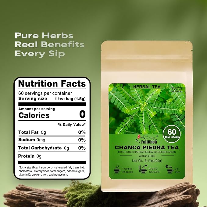 FullChea - Chanca Piedra Tea Bags, 60 Count, Dried Chanca Piedra Leaves | 100% premium chanca piedra stone breaker herbal tea, non-GMO, caffeine-free for daily internal wellness