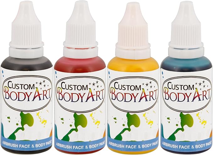 4 Color Custom Body Art Water-Based Airbrush Face and Body Paint Make-Up Kit
