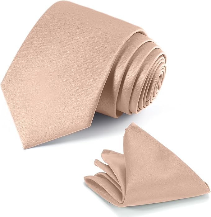 Black Tie Set in Gift Box Mens Solid Color 3.15" (8CM) Black Necktie and Pocket Square Set