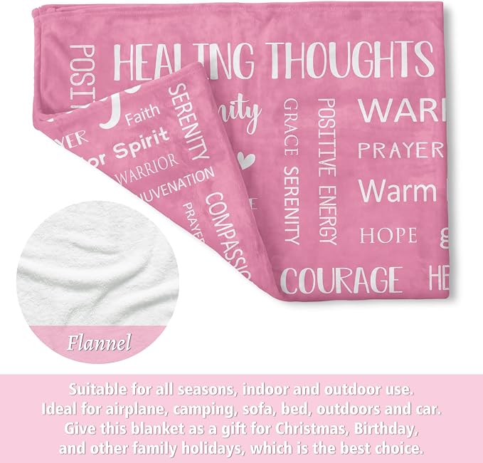 Warm Hugs Healing Blanket, Breast Cancer Gifts for Women | Get Well Soon, Cancer Care, Feel Better, Thinking of You Gifts for Friend Sister, Soft Comfort Throw Blankets 60" x 80''