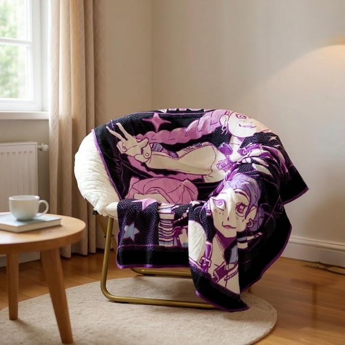 HUNTRX Kpop Demon Hunters Super Soft Fleece Throw Blanket, Purple and Black, 46x60 Inch