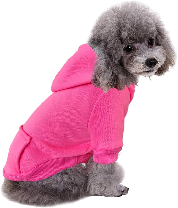 Soft Dog Hoodies for Small Dogs, Warm Fleece Puppy Clothes with Pocket | Jecikelon cold weather coat, cute puppy costume, breathable sweatshirt for dogs girl & boy, machine washable, easy on & off