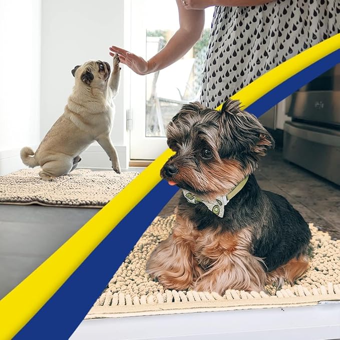 Muddy Mat® | Super Water Absorbent Door Mat Indoor, Microfiber Quick Dry Chenille Entryway Rug, Slip Resistant Front Door Mat, Indoor Mats for Entryway, Machine Washable Pet Rug, Beige 24" x 44"